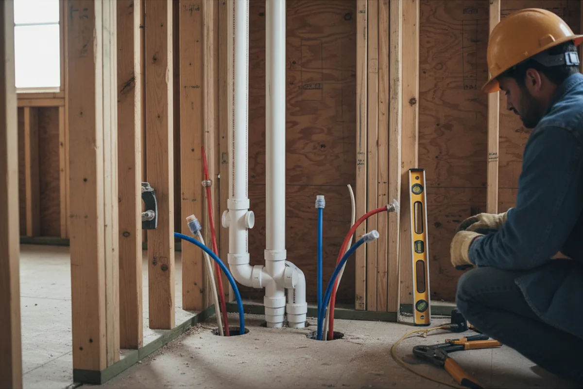 Drain and supply rough-in during Leak Detection in Wapato